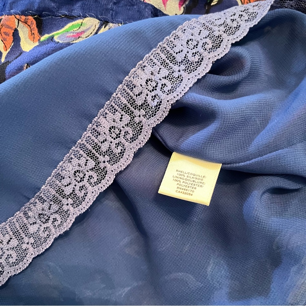 MOULINETTE SOEURS 100% Silk Wrap Dress in Blooming Sapphire Blue Sz 8 NWOT - Picture 8 of 11